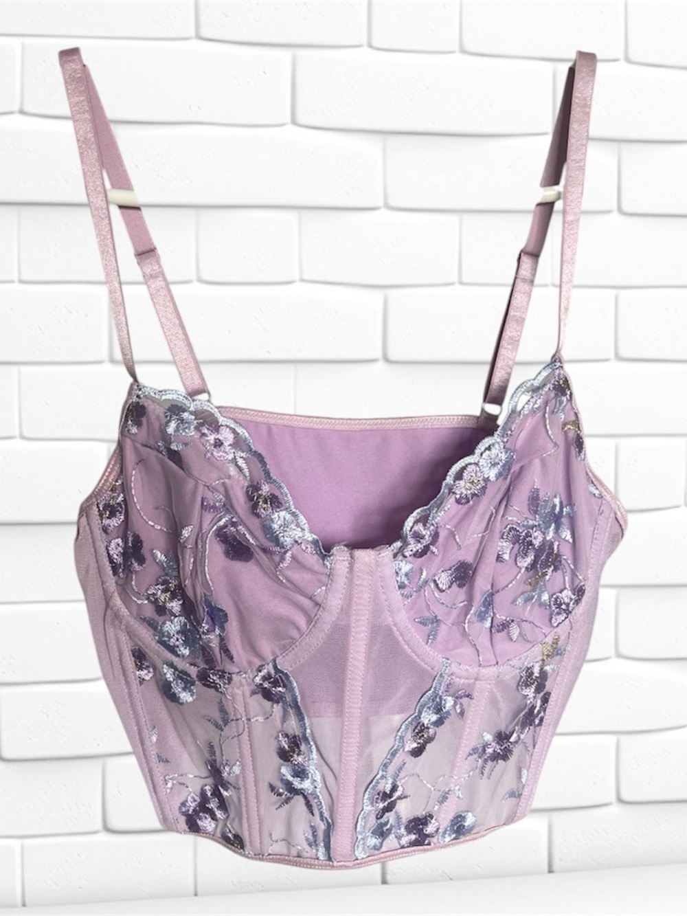 Lavender Floral Embroidered Corset